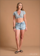 Wrap Detail Crop Top - 220324