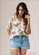 Cuban Collar Printed Shirt - 010626