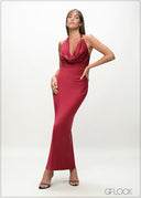 Trim Detail Halter Maxi Dress - 090226