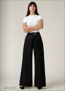 Belt Detailed Flare Pant - 250526