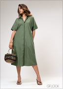 Button Down Shirt Dress - 310725