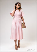 Waist Gathered Dress - 310725