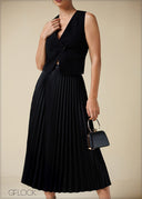 Pleated Midi Skirt - 250725