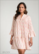 Pleat Detail Mini Dress - 100425I