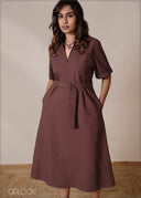 Belt Detail Shirt Dress - 220826