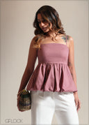 Bubble Hem Peplum Top - 250825