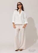 Linen Deep V-Neck Top - 120826