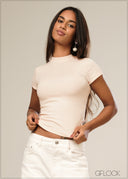 Short Sleeve Rib Top - 161026
