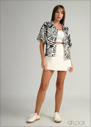 Cuban Collar Printed Shirt - 160226