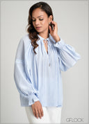 V-Neck Lace Blouse - 100425I
