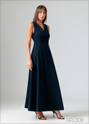 V-Neck Sleeveless Midi Dress - 070426