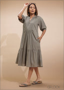 Relaxed Tiered Midi Dress - 100425I