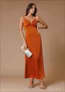 V-Neck Pleat Detail Maxi Dress - 140826
