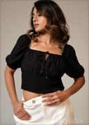 Puff Sleeve Bustier Detailed Top - 101125