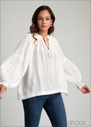 V-Neck Lace Blouse - 100425I