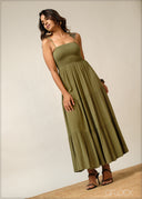 Smocked Tie-Up Dress - 300326