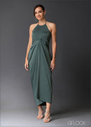 Halter Neck Pleat Detail Maxi Dress - 020525