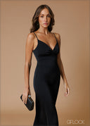 V-Neck Pleat Detail Maxi Dress - 140826