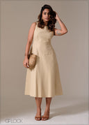 Short Sleeve Midi Dress - 241125