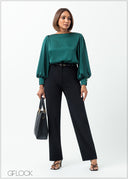 Bishop Sleeved Cuff Detailed Satin Top - 160625