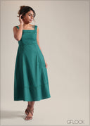 Lace Insert Midi Dress - 250825