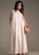 Pleated Midi Dress - 100426