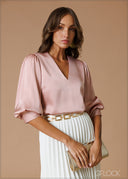 V-Neck Puff Sleeve Top - 140826