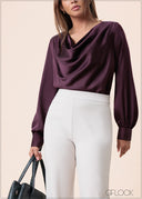 Cowl Neck Long Sleeve Top - 160525