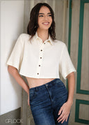 Regular Collar Cropped Shirt - 040425
