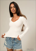 Ribbed Long Sleeve T-shirt - 161026