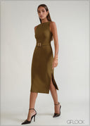 Sleeveless Belt Detailed Midi Dress - 070926