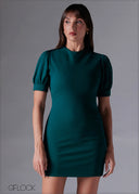 Puff Sleeve Bodycon Mini Dress - 211225C