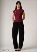 Side Trim Button Down Top - 250526