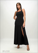 Strap Detailed Ruched Maxi Dress - 090226
