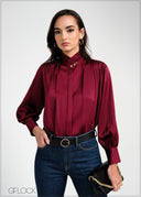 Front Pleat & Button Detailed Shirt - 050925