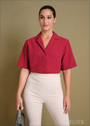 Short Sleeve Lapel Collar Shirt - 240424