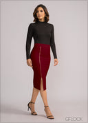 High Waisted Adjustable Slit Midi Skirt - 200424