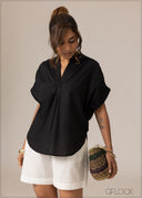 V-Neck Solid Top - 110926