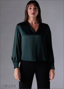 Puffed Sleeve V-Neck Top - 211225C