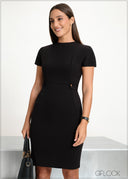 Cap-Sleeve Bodycon Dress - 200125