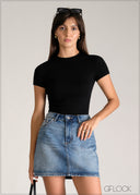 Short Sleeve Rib Top - 110626