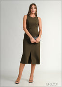 Sleeveless Slit Detailed Midi Dress - 160226