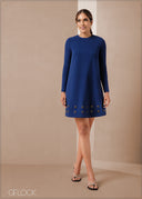 Long Sleeve Eyelet Detailed ShiftΒ Dress - 011223