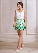 High Waisted Slit Detailed Printed Skirt - 101123