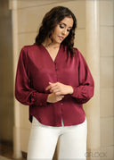 V-Neck Long Sleeve Top - 270923