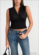 Smocked V-Neck Top - 130226