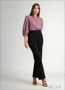 Balloon Sleeved Button-Down Shirt - 160226