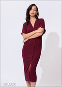 Pleat Detail Midi Dress - 300425