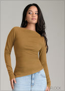 Side Ruched Rib Top - 061225