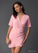 Side Ruched Collared Shirt Dress - 020525